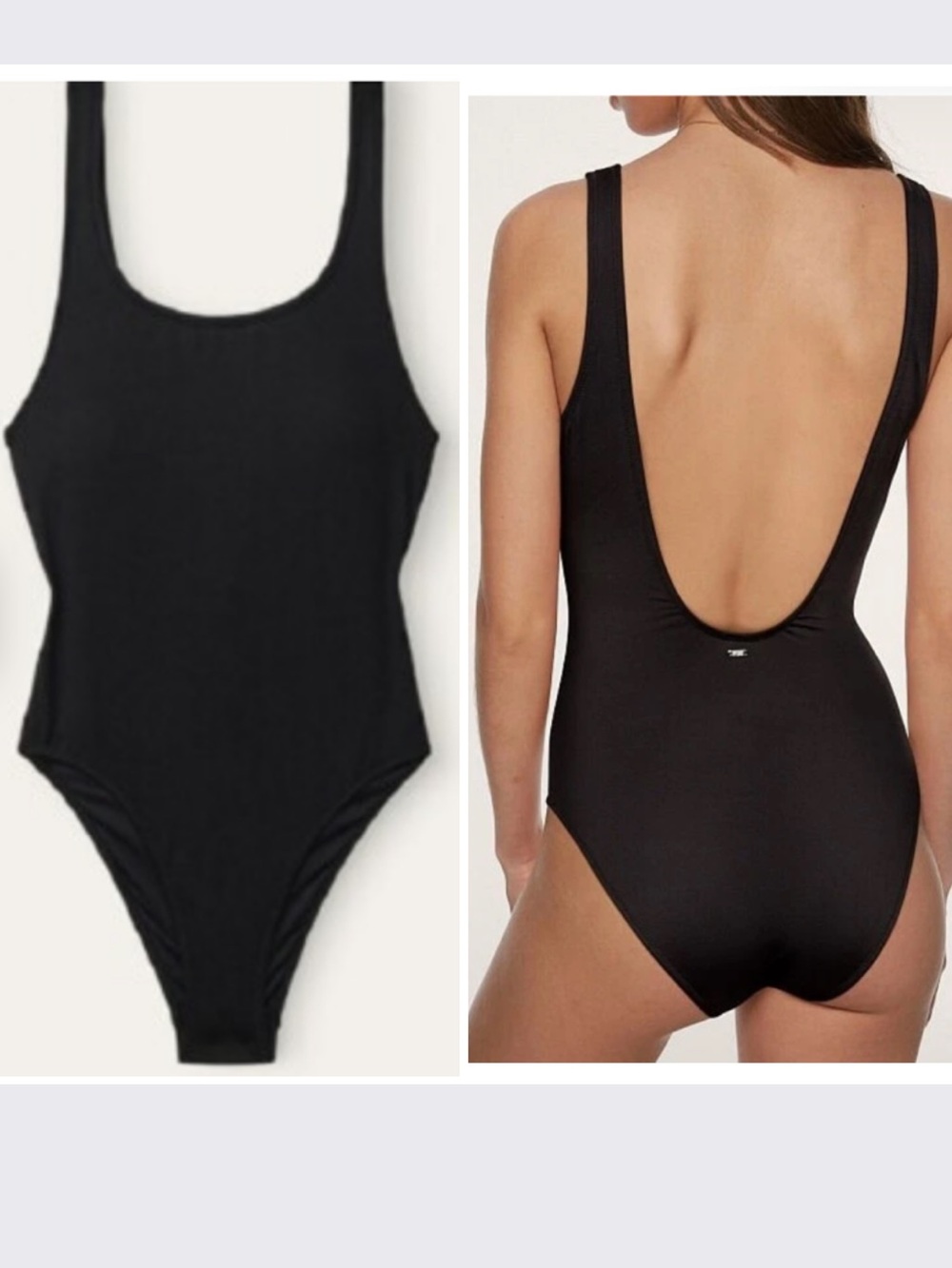 Victoria’s Secret PINK Black Scoop Neck Hi- Cut One-Piece Swimsuit L